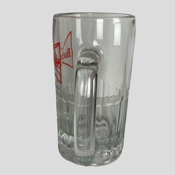 Thick Heavy Red Budweiser Glass Beer Mug - Picture 3 of 3